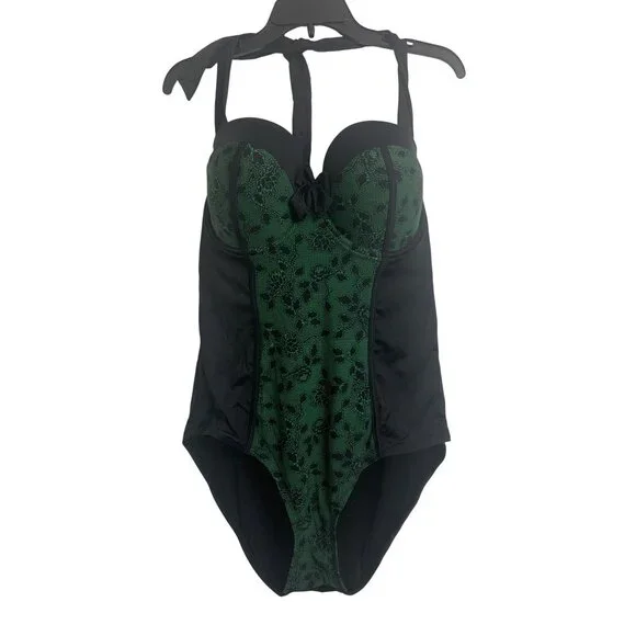 Hot Topic One Piece Floral Lace Swimsuit Size 2 - Picture 3 of 6